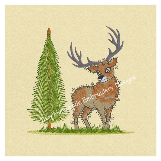 RAGGY STAG Machine Embroidery Design