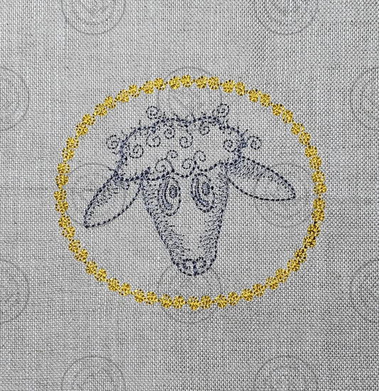SKETCH CAMEO SHEEP Embroidery Design- SC03    3.5 x 4