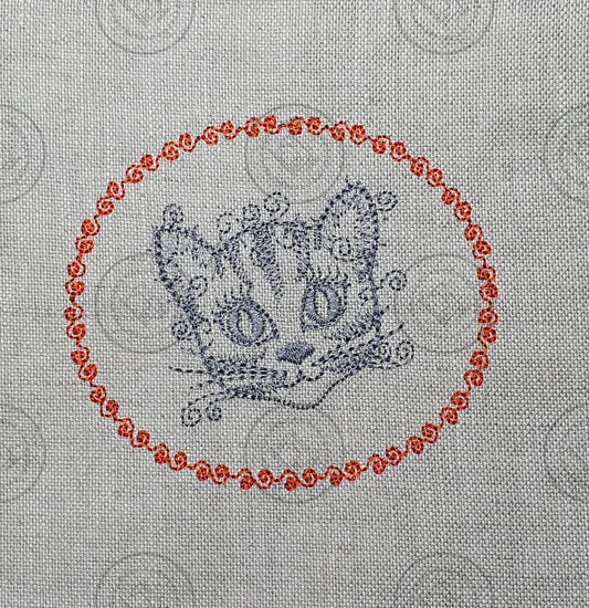 SKETCH CAMEO KITTEN CAT Embroidery Design - SC11   3.5 x 4