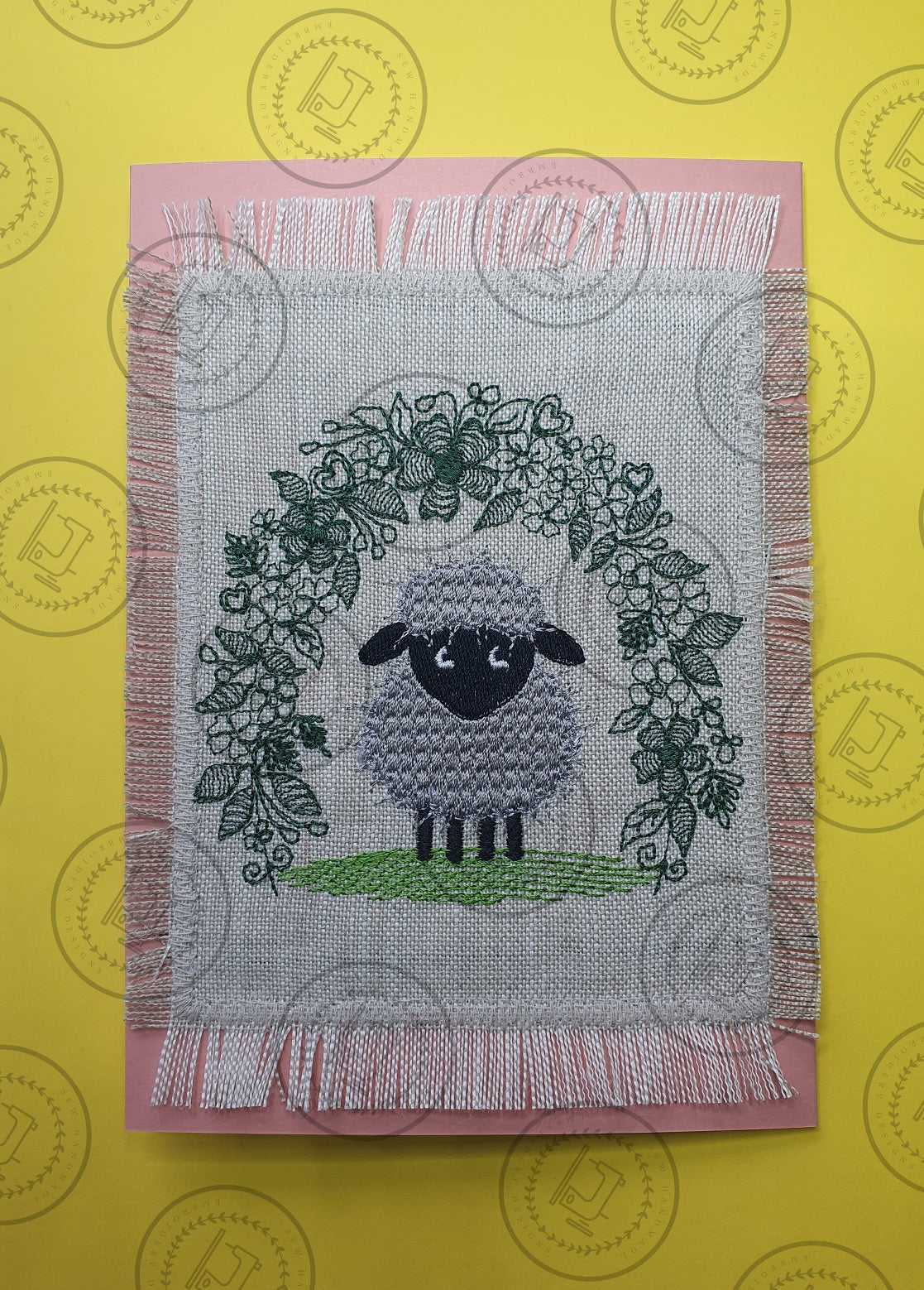 LITTLE SHEEP IN FLORAL ARCH Machine Embroidery Design