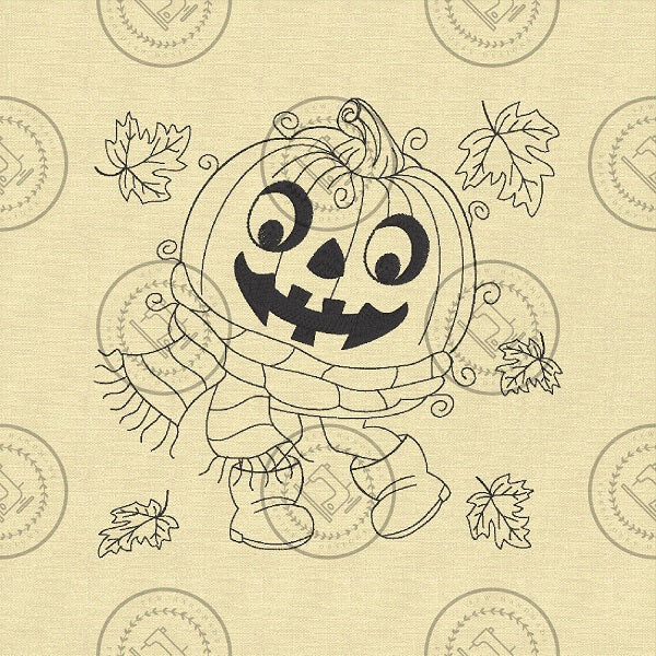 SKETCH RAGGY HARVEST HALLOWEEN PUMPKIN Machine Embroidery Design