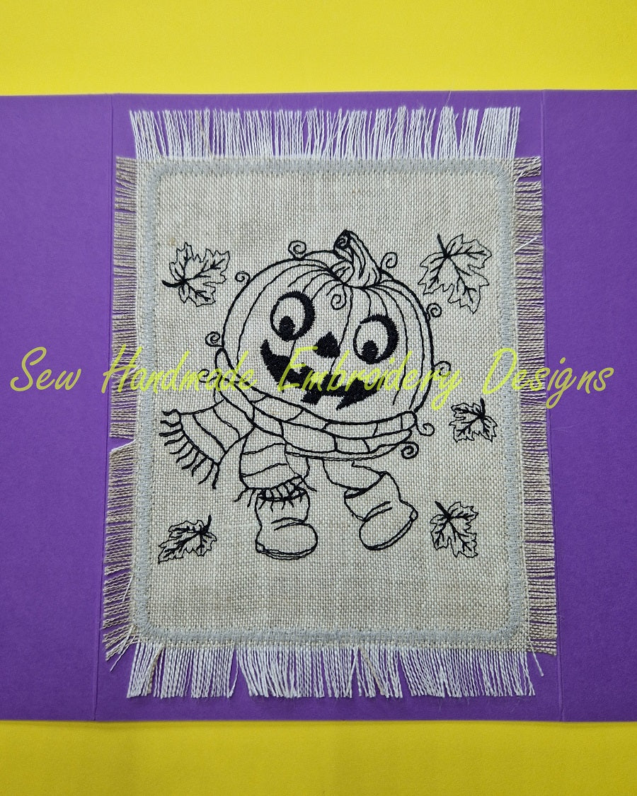 SKETCH RAGGY HARVEST HALLOWEEN PUMPKIN Machine Embroidery Design