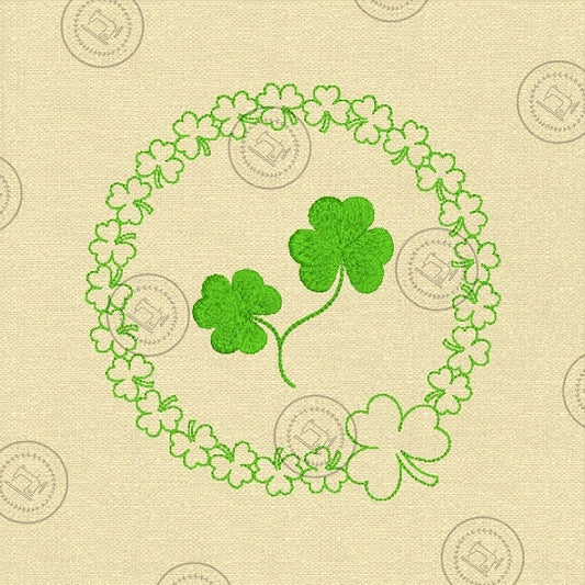 SAINT PATRICKS IRISH SHAMROCK CIRCLE Machine Embroidery Design   4 x 4