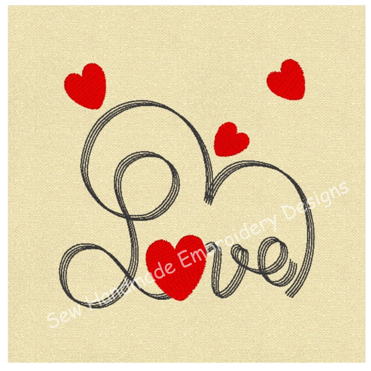SCRIBBLE LOVE WORD Machine Embroidery designs    4 x 4
