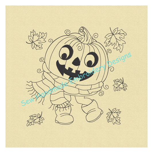 SKETCH RAGGY HARVEST HALLOWEEN PUMPKIN Machine Embroidery Design