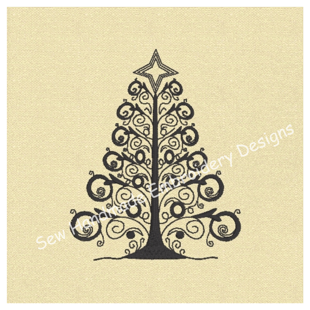 SWIRLY SILHOUETTE CHRISTMAS TREE - CT23  3.5 x 4