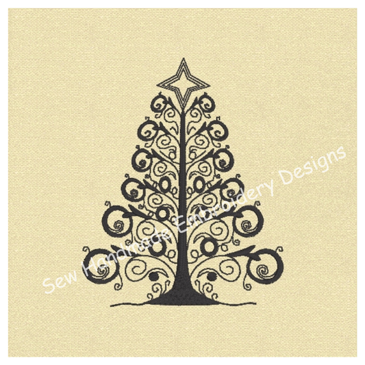 SWIRLY SILHOUETTE CHRISTMAS TREE - CT23  3.5 x 4