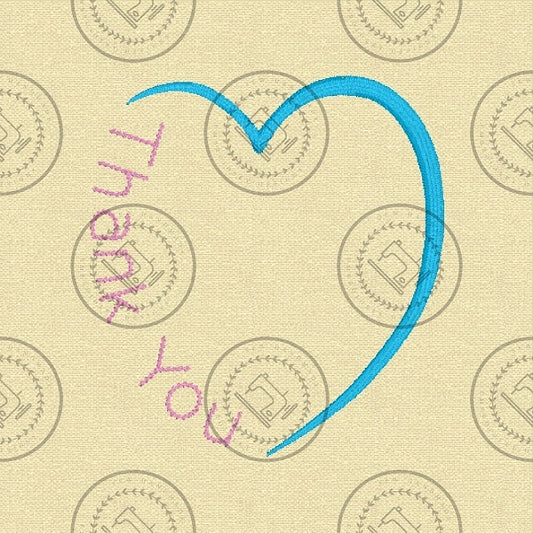 THANK YOU HEART Machine Embroidery Design - TH824  4 x 4