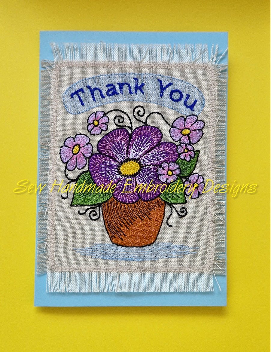 THANK YOU FLOWER PLANT Machine Embroidery Design - TY724   4 x 5