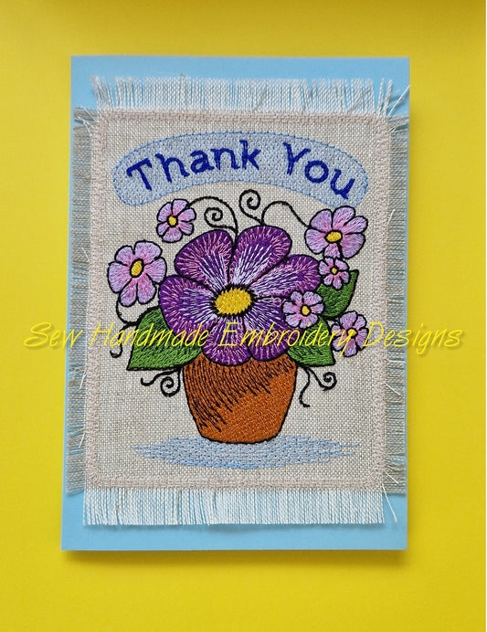 THANK YOU FLOWER PLANT Machine Embroidery Design - TY724   4 x 5