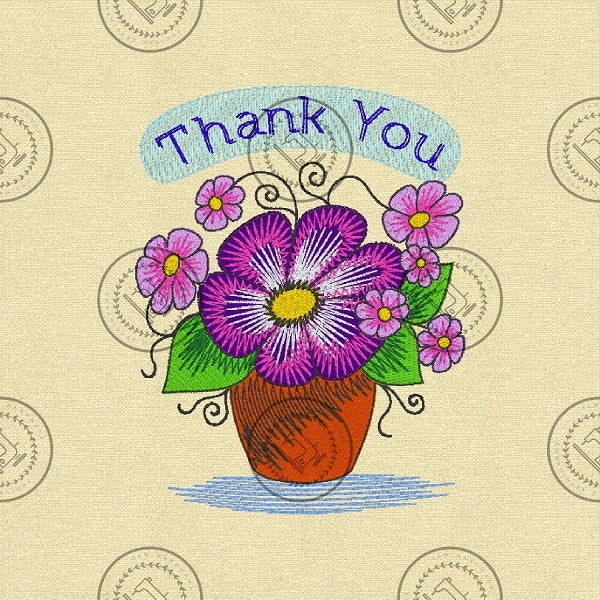 THANK YOU FLOWER PLANT Machine Embroidery Design - TY724   4 x 5