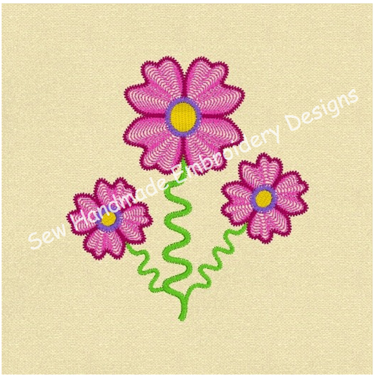 TRIPLE RIPPLE FLOWER Embroidery Design - TRF923  4 x 4