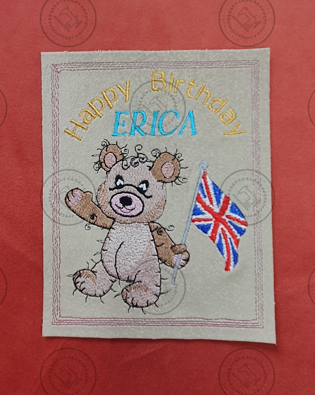 RAGGY UNION JACK TEDDY BEAR Machine Embroidery Design
