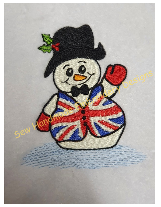 UNION JACK SNOWMAN Embroidery Design - ULS22  4 x 4