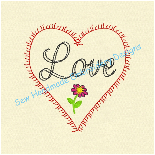 VALENTINE LOVE HEART Embroidery Design - VLH23   4 x 4