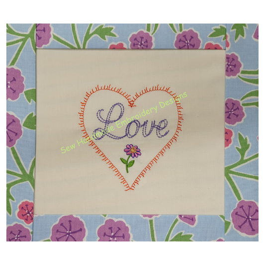 VALENTINE LOVE HEART Embroidery Design - VLH23   4 x 4