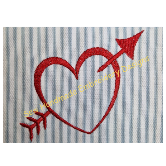 VALENTINE LOVE HEART WITH ARROW Machine Embroidery Design