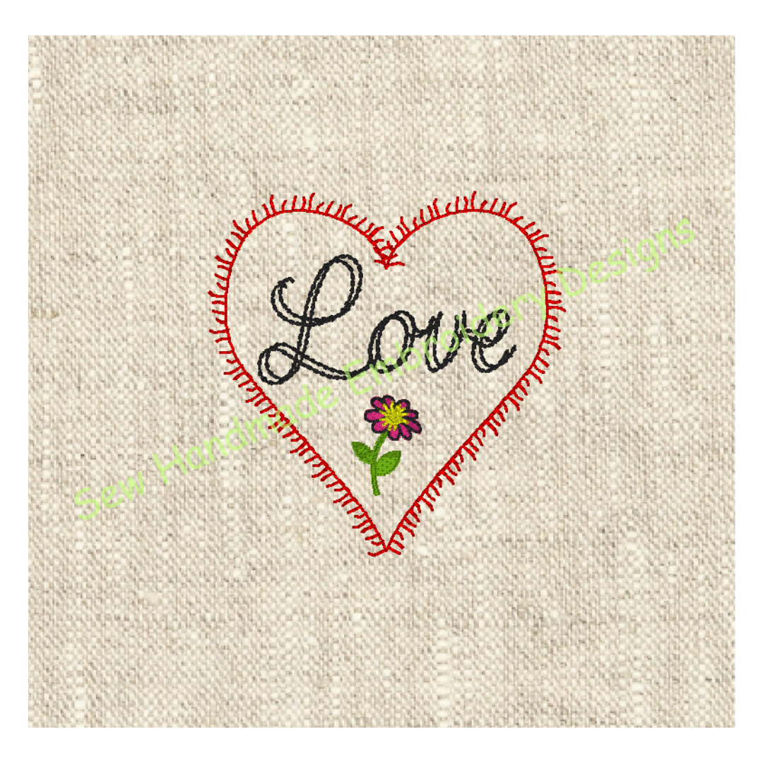 VALENTINE LOVE HEART Embroidery Design - VLH23   4 x 4