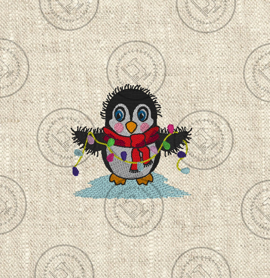 Christmas penguin digital embroidery design  4 x 4