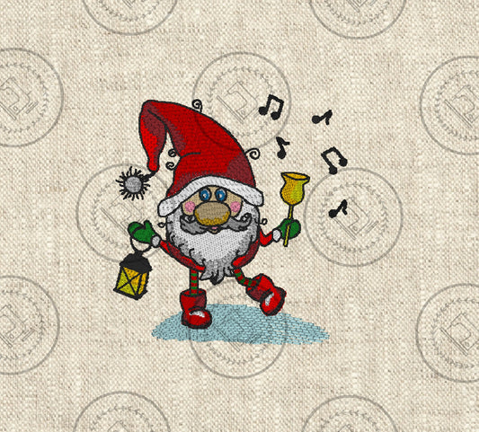 JINGLE BELL SANTA GNOME Embroidery Design - GBSG22  5.25 x 5.5