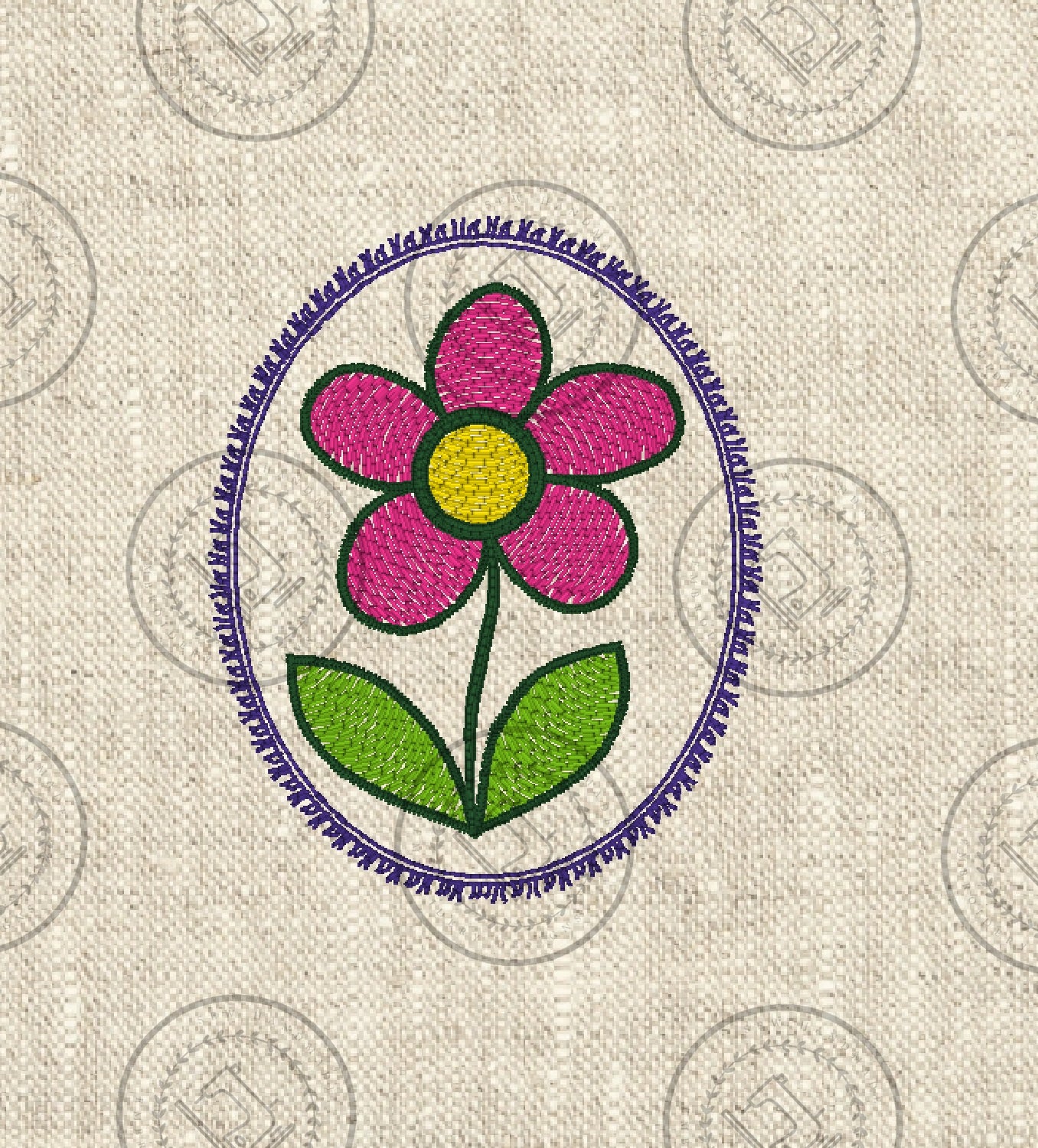 LIGHT FILL FLOWER IN FRAME Embroidery Design - LFF022   3.25 x 4.5