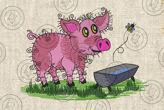 RAGGY PIG Machine Embroidery Design