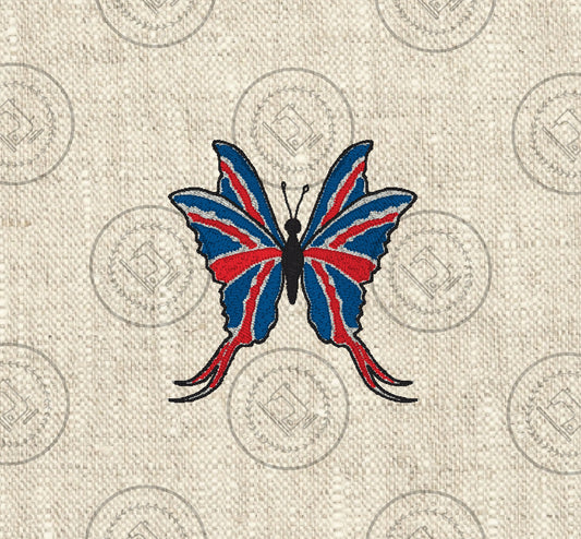 SKETCH FILL UNION JACK BUTTERFLY Embroidery Design - UJBF22   4 x 4
