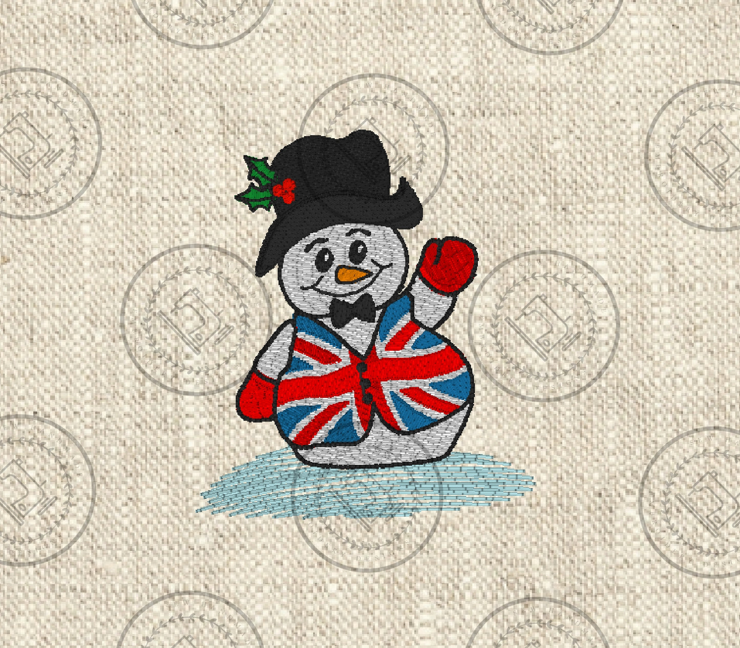UNION JACK SNOWMAN Embroidery Design - ULS22  4 x 4
